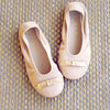 Clarys Girls Camel Suede Ballerina with Gold Bow Clarys Girls Camel Suede Ballerina with Gold Bow