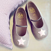 PèPè Girls Taupe Indoor Shoe with Shiny Rose Star PèPè Girls Taupe Indoor Shoe with Shiny Rose Star