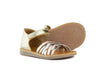 Pom d'Api Girls Gold Sandal with Metallic Straps Pom d'Api Girls Gold Sandal with Metallic Straps