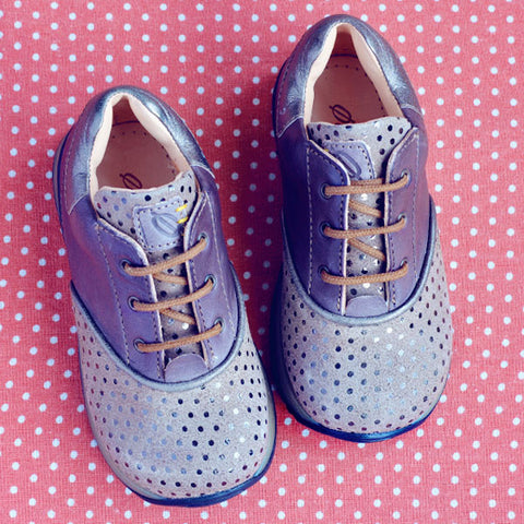 Ocra Girls Taupe Metallic Spotty Trainer