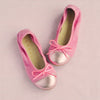 Clarys Girls Fuschia & Metallic Pink Suede Ballerina