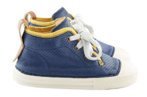 Ocra Boys Navy Trainer With Yellow Piping