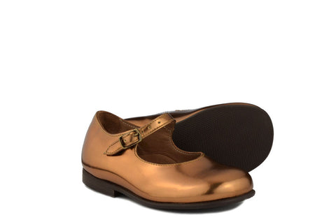 PèPè Girls Metallic Bronze Mary Jane