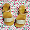 Pom d'Api Girls Tan and Gold Glitter Sandal