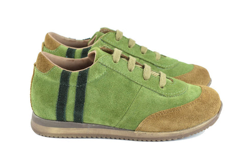 Pèpè Boys Green & Brown Suede Trainer