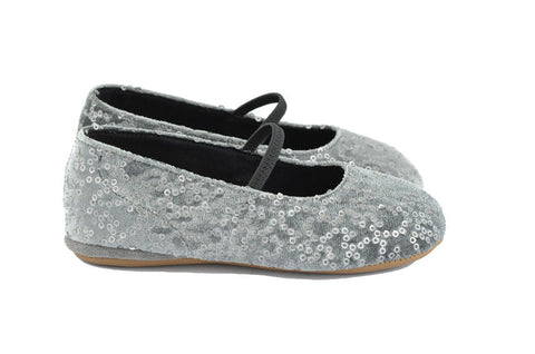 Pèpè Girls Grey Velvet & Silver Sequined Indoor Shoe