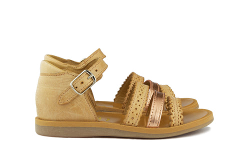 Pom d'Api Girls Honey and Rose Gold Sandal