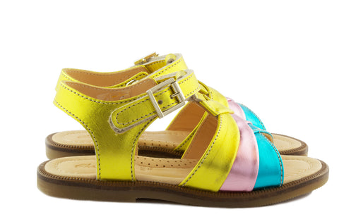 Ocra Girls Yellow Pink Blue Metallic Sandal