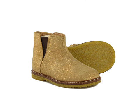 Pom d'Api Girls Nougat Gold Suede Chelsea Boot