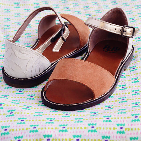 PèPè Girls Brown and Gold Sandal