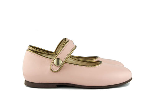 Manuela de Juan Girls Old Pink Mary Jane with Bronze Piping