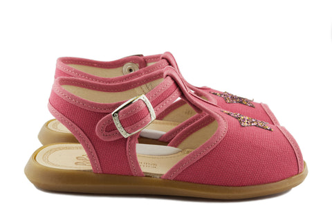 PèPè Pink Linen Sandal with Glitter Star