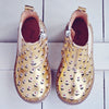 Ocra Girls Gold Boot with Cream Flowers