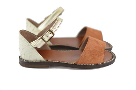 PèPè Girls Brown and Gold Sandal