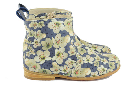 Pèpè Girls Blue Boot with Flowers