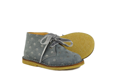 Zecchino Girls Grey Desert Boot with Silver Polka Dots