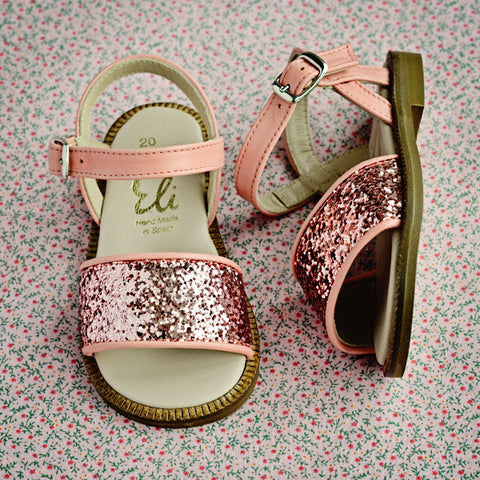 Eli1957 Girls Sparkly Pink Sandal